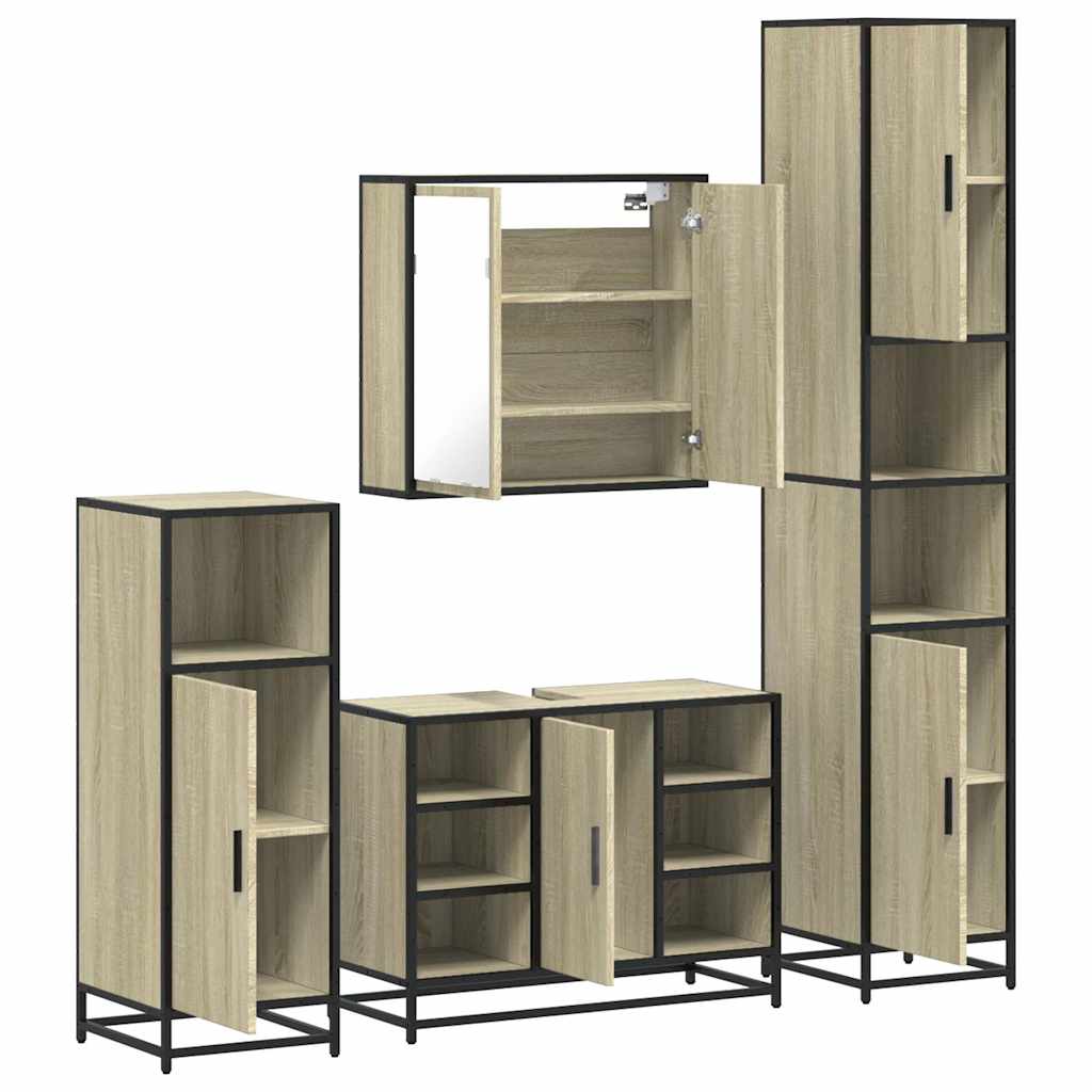 Ensemble de meubles de salle de bain 4 pcs chêne sonoma