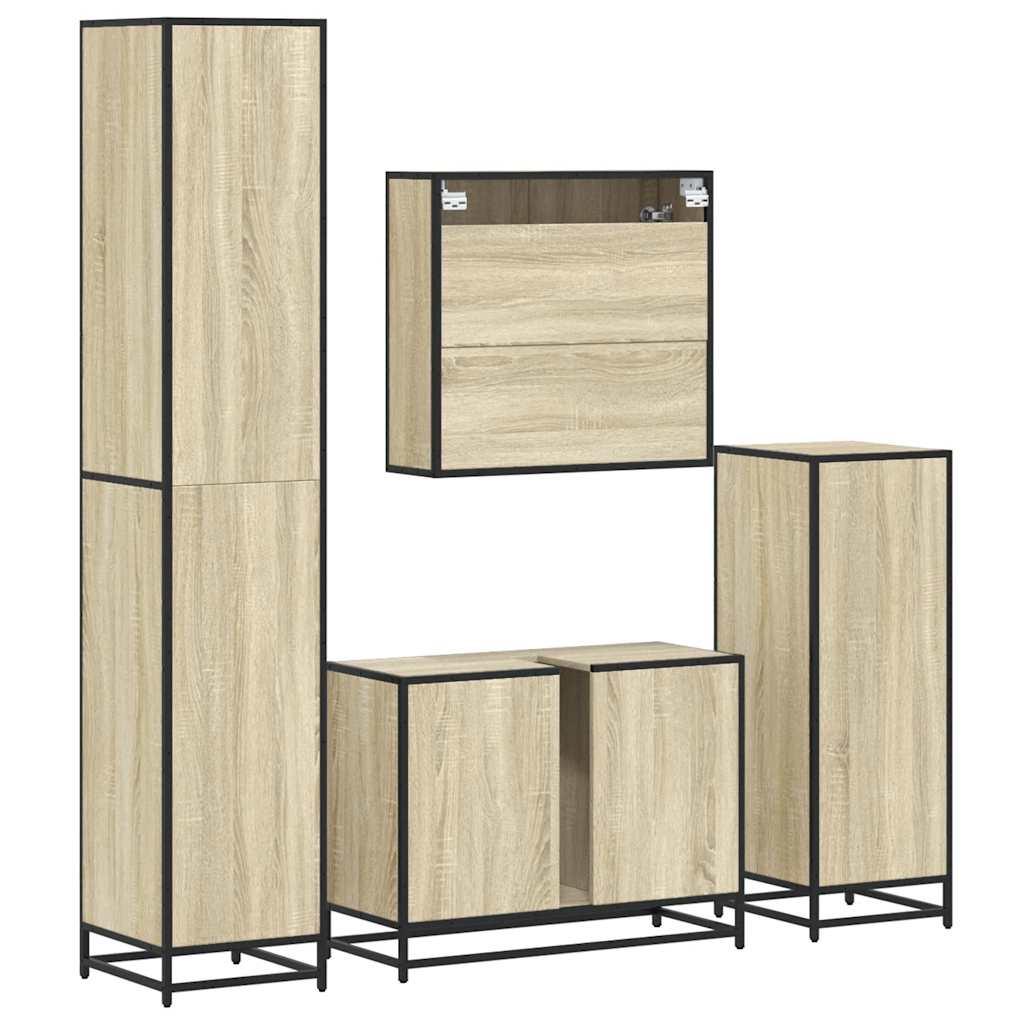 Ensemble de meubles de salle de bain 4 pcs chêne sonoma