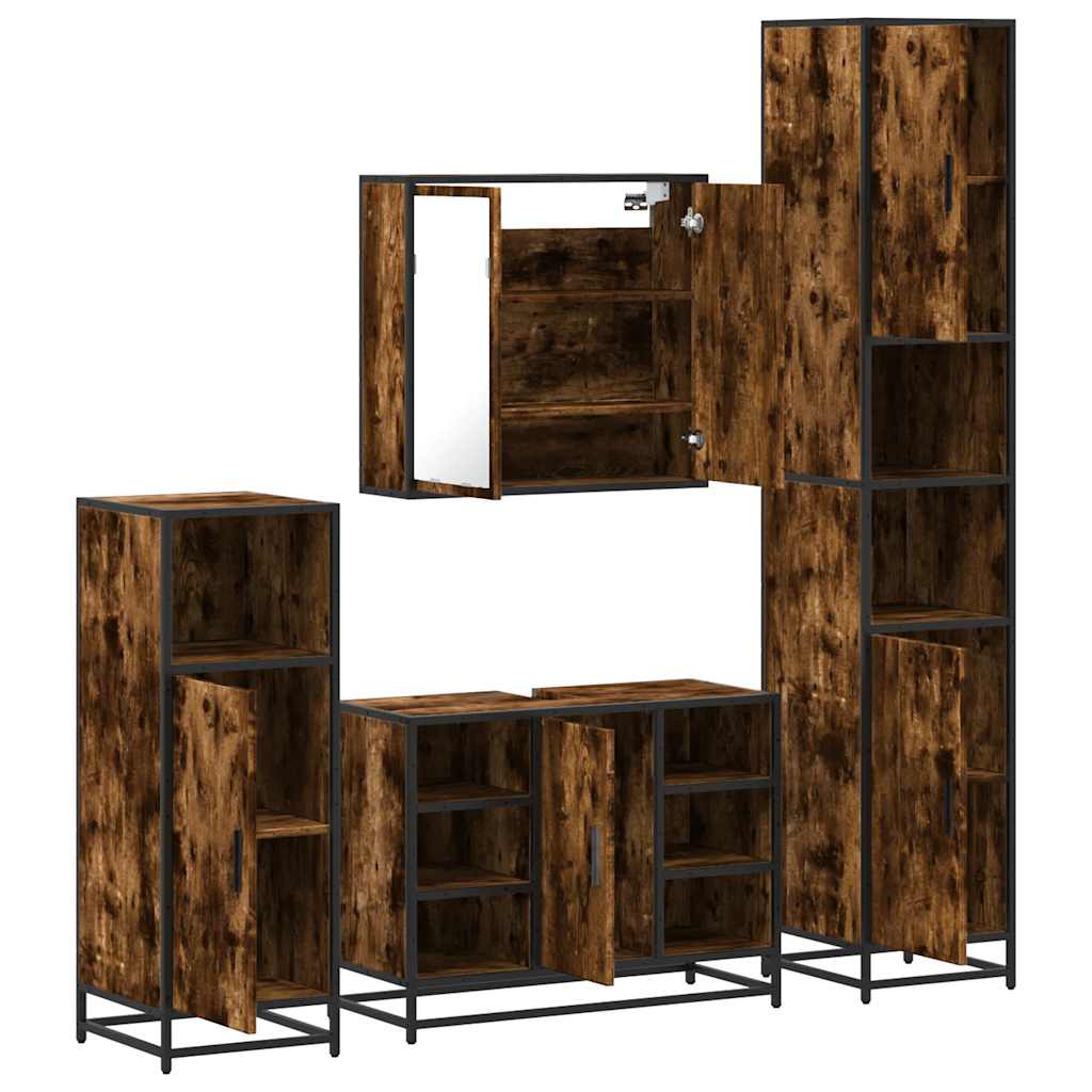 Ensemble meubles salle de bain 4 pcs chêne fumé bois ingénierie