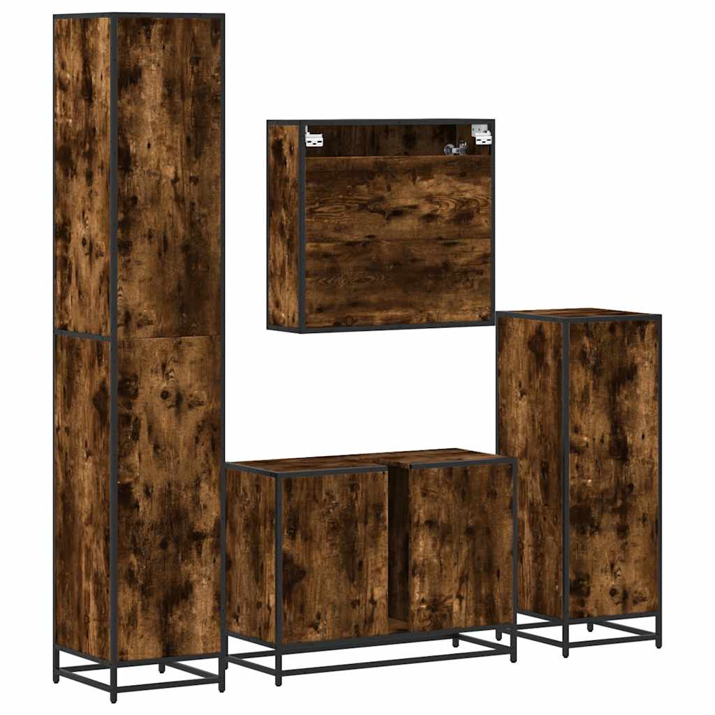 Ensemble meubles salle de bain 4 pcs chêne fumé bois ingénierie