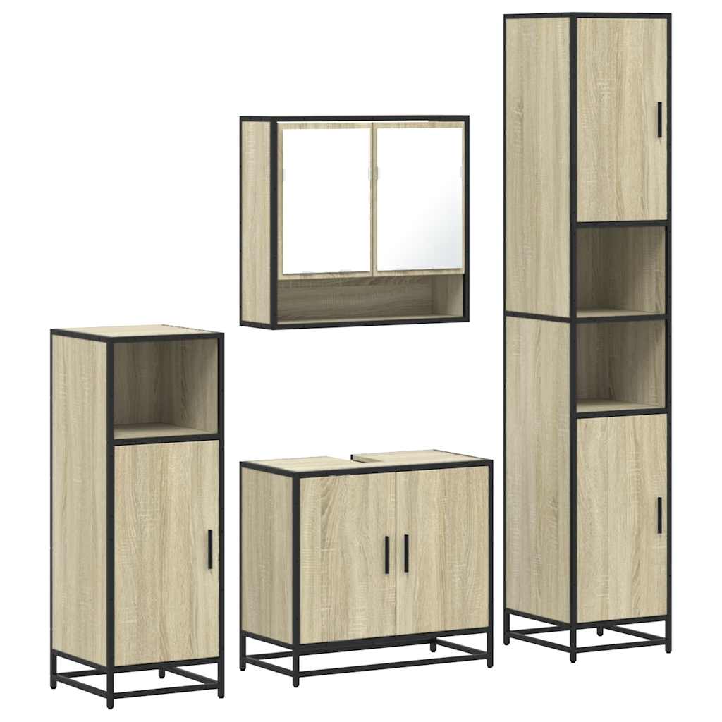 Ensemble de meubles de salle de bain 4 pcs chêne sonoma