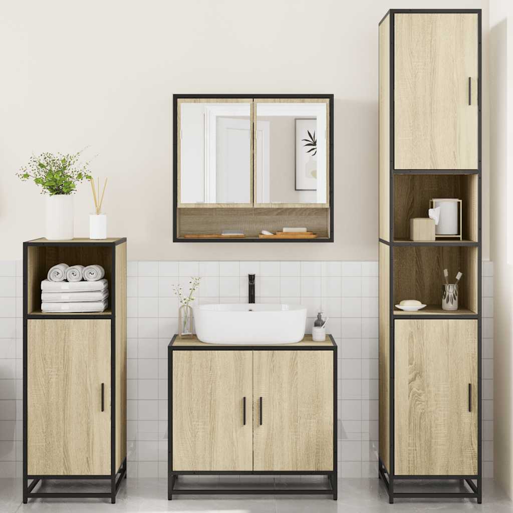 Ensemble de meubles de salle de bain 4 pcs chêne sonoma