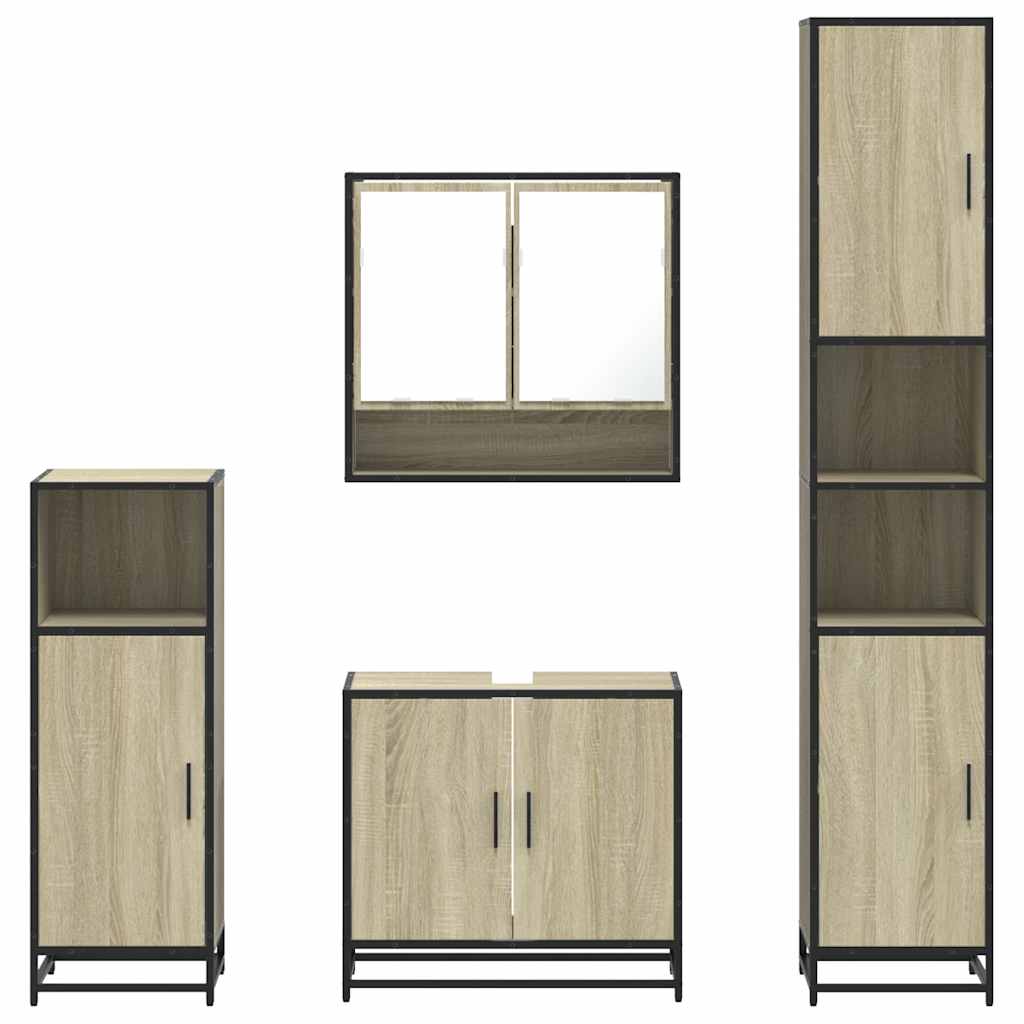 Ensemble de meubles de salle de bain 4 pcs chêne sonoma