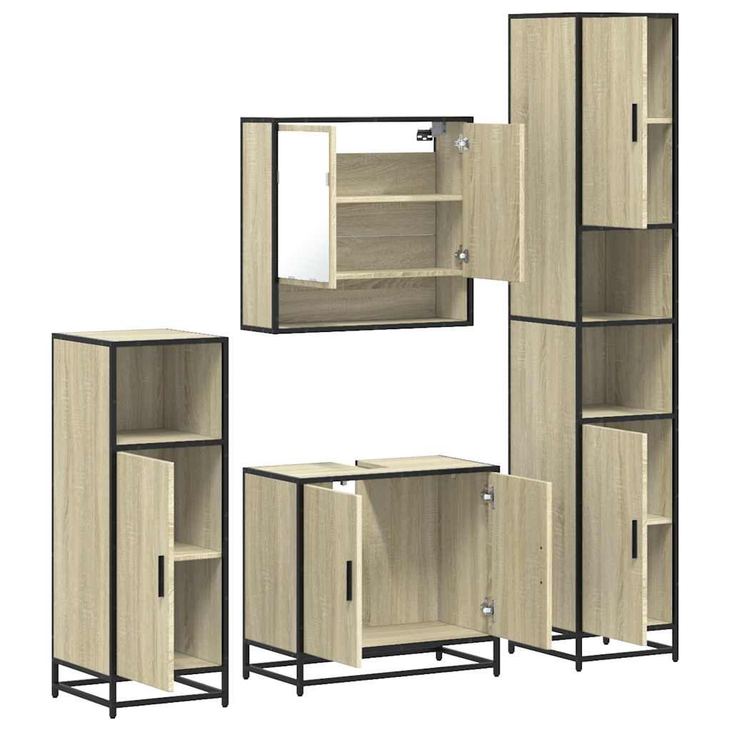 Ensemble de meubles de salle de bain 4 pcs chêne sonoma