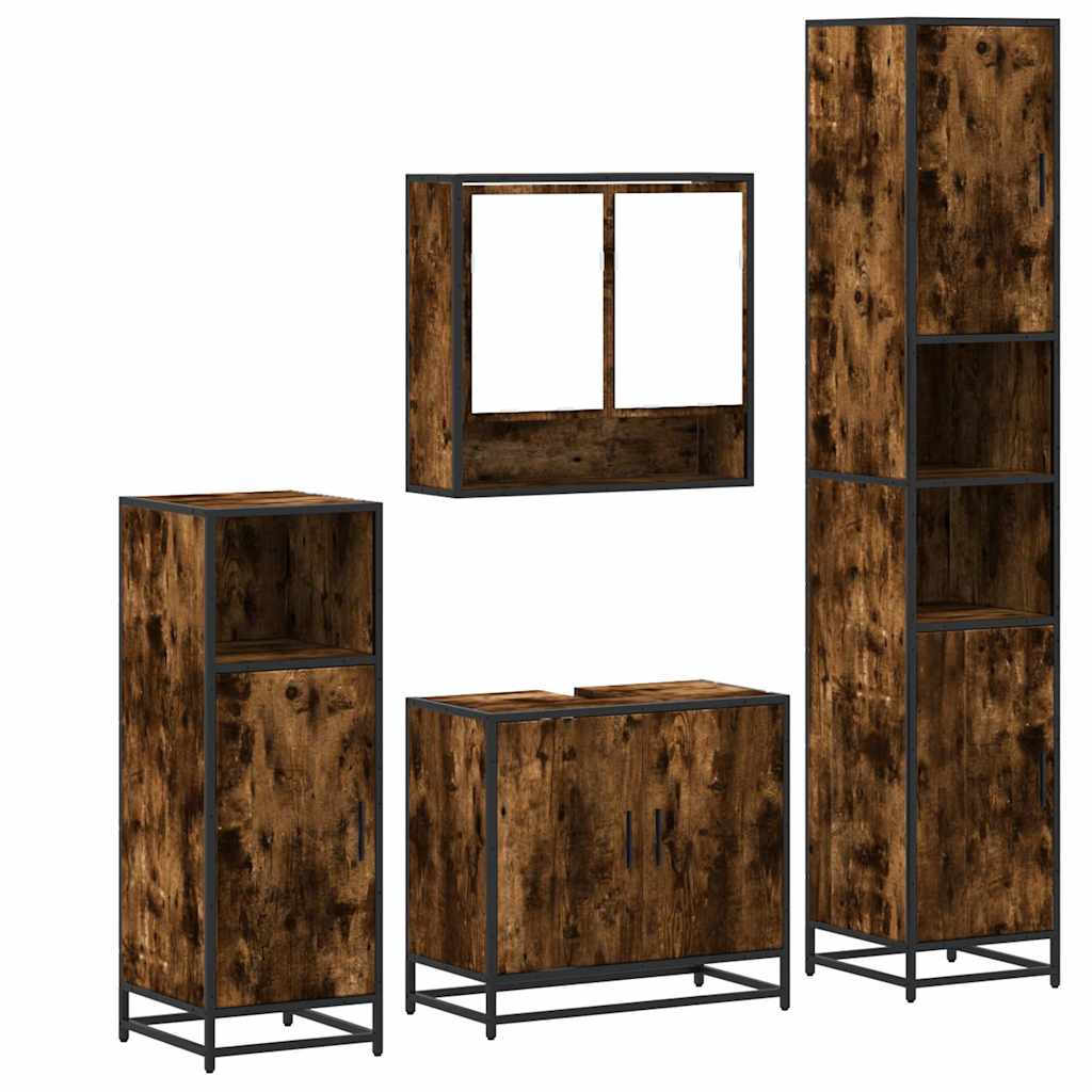 Ensemble meubles salle de bain 4 pcs chêne fumé bois ingénierie