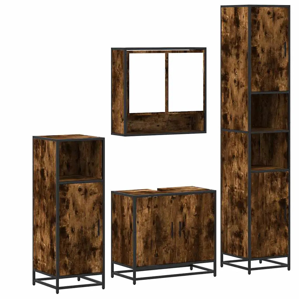 Ensemble meubles salle de bain 4 pcs chêne fumé bois ingénierie - XIOS