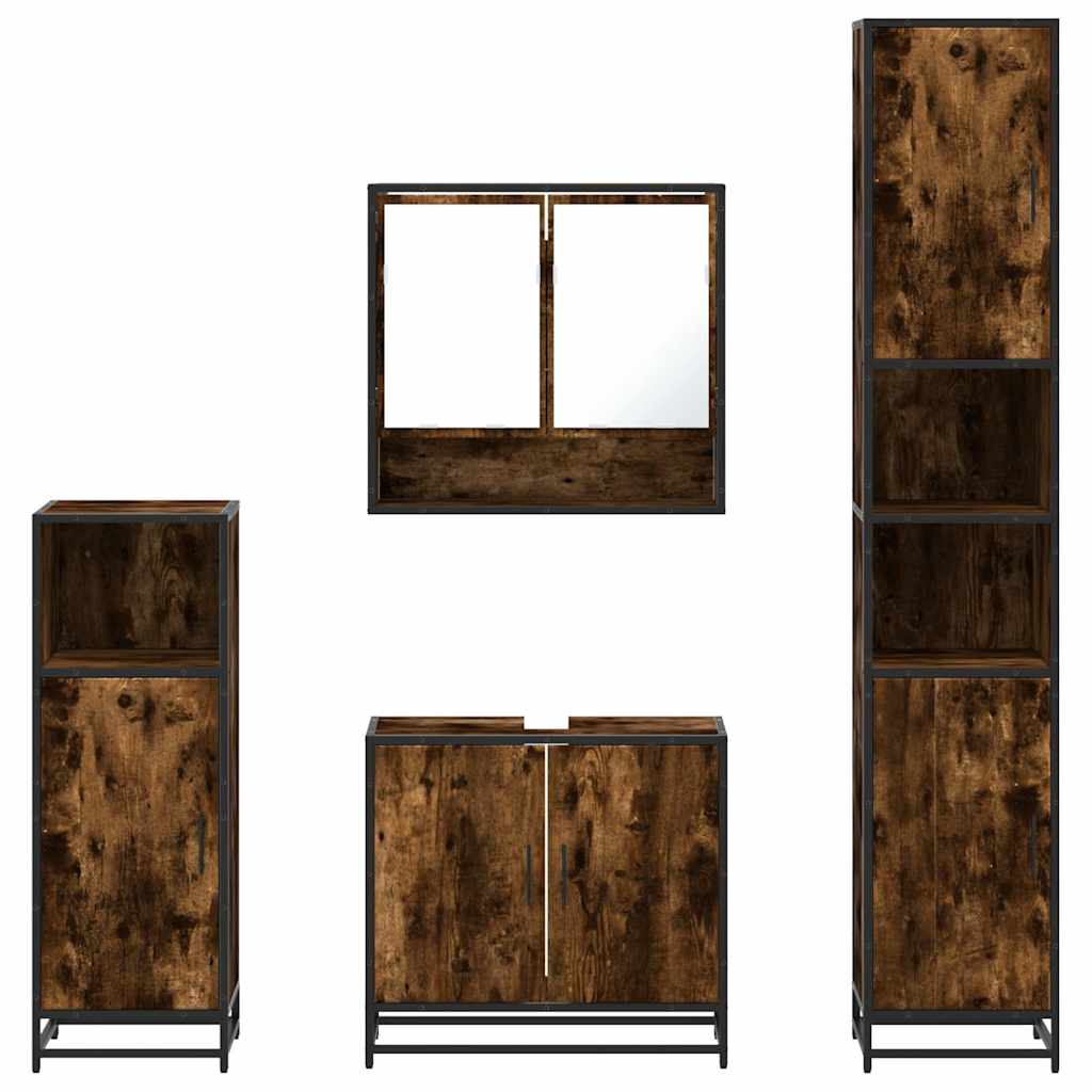 Ensemble meubles salle de bain 4 pcs chêne fumé bois ingénierie