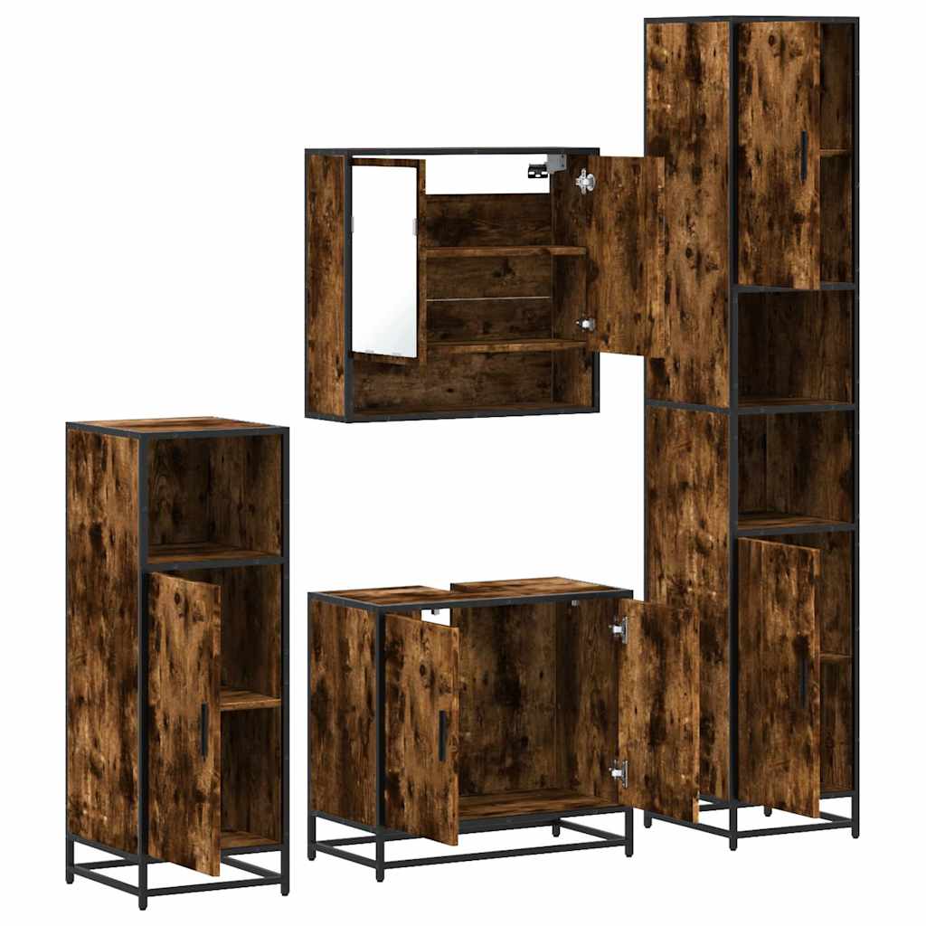Ensemble meubles salle de bain 4 pcs chêne fumé bois ingénierie