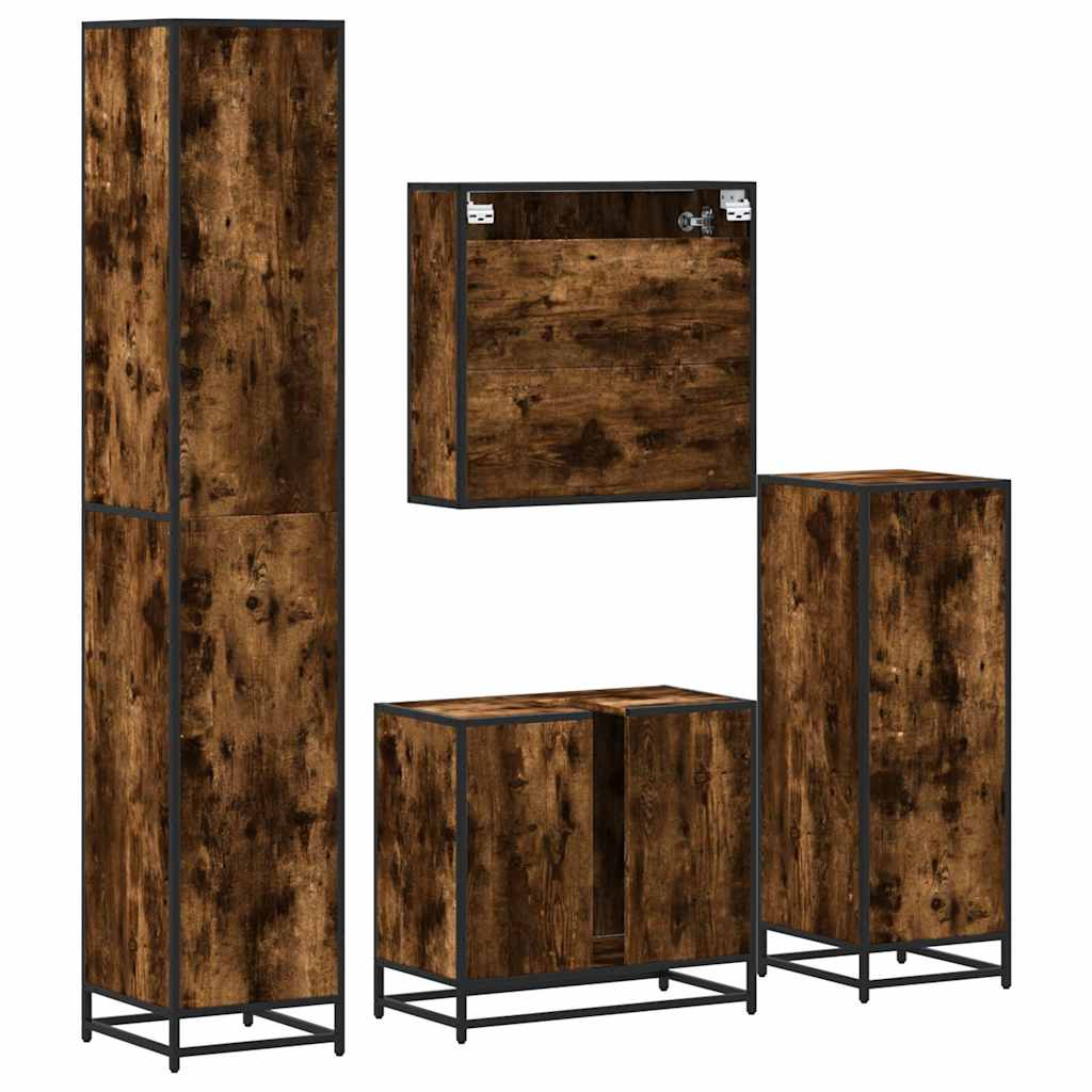 Ensemble meubles salle de bain 4 pcs chêne fumé bois ingénierie
