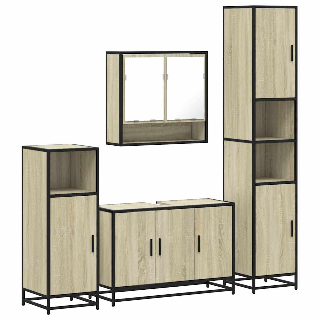 Ensemble de meubles de salle de bain 4 pcs chêne sonoma