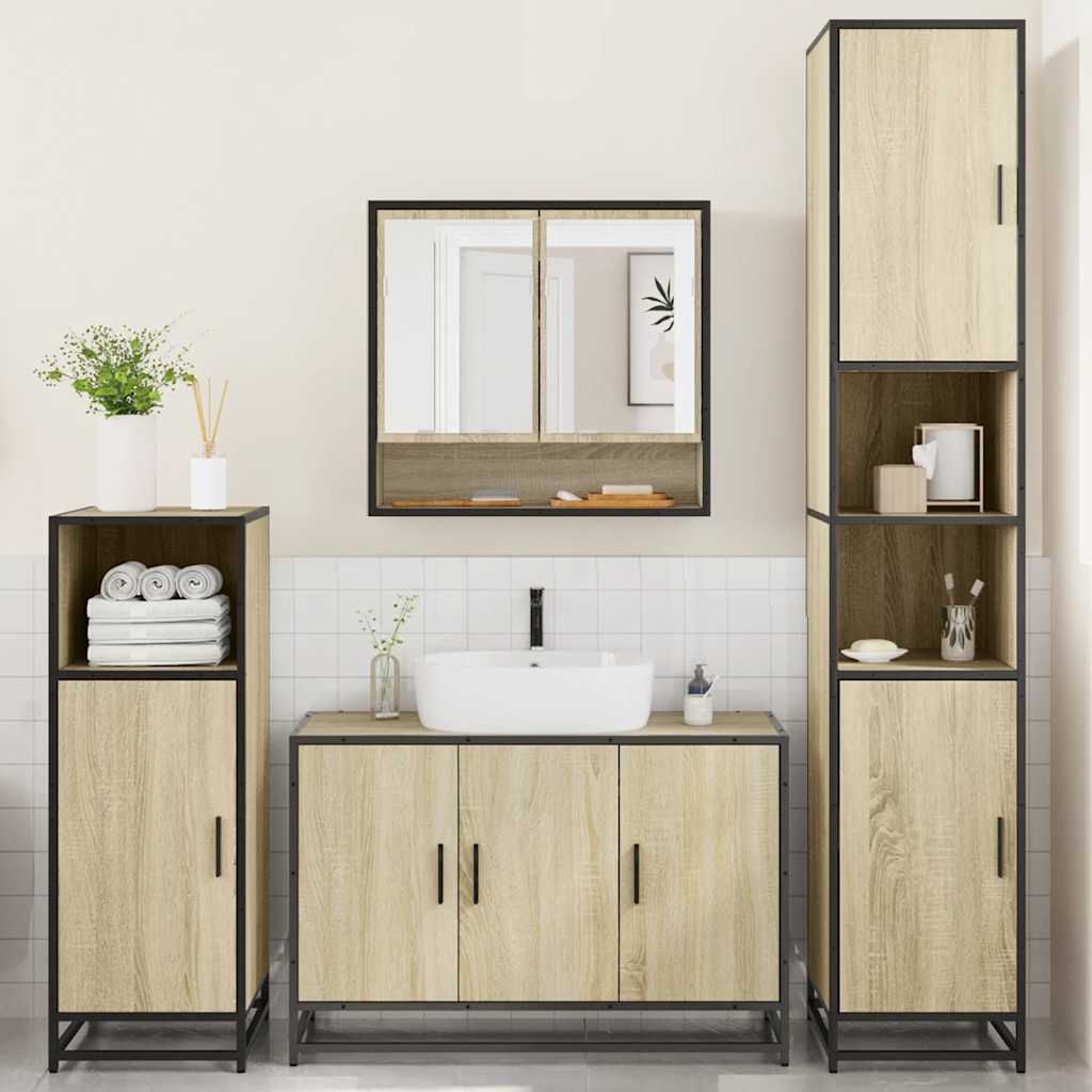 Ensemble de meubles de salle de bain 4 pcs chêne sonoma