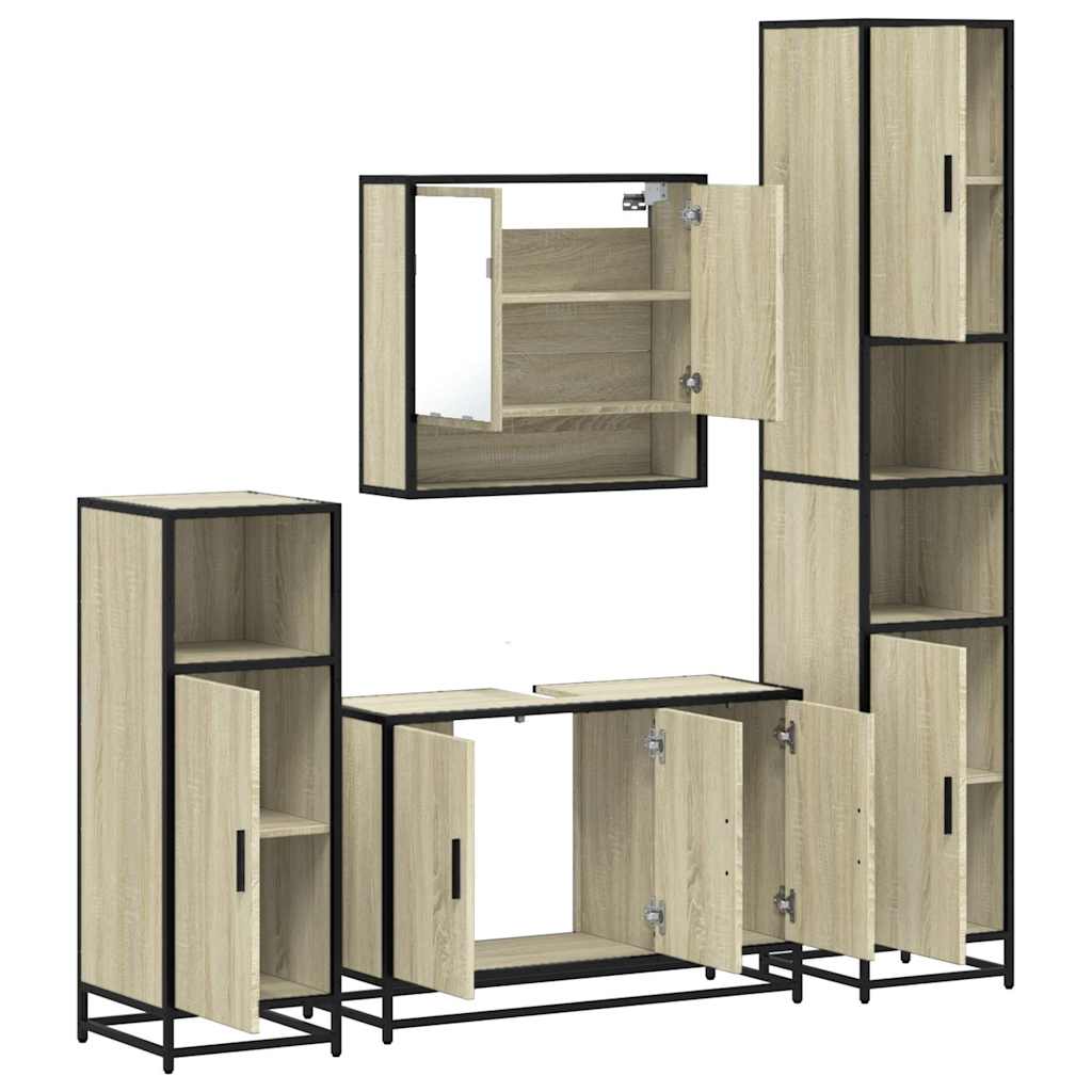 Ensemble de meubles de salle de bain 4 pcs chêne sonoma