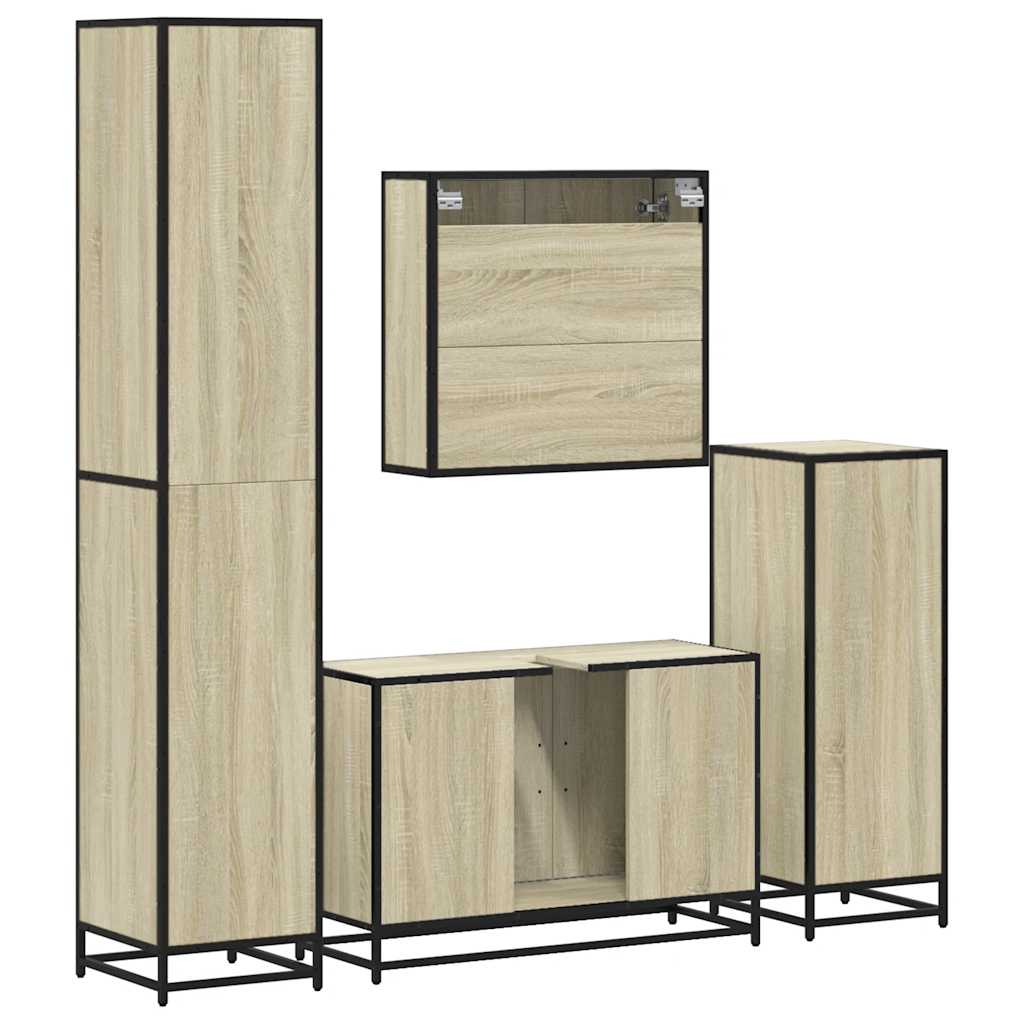 Ensemble de meubles de salle de bain 4 pcs chêne sonoma