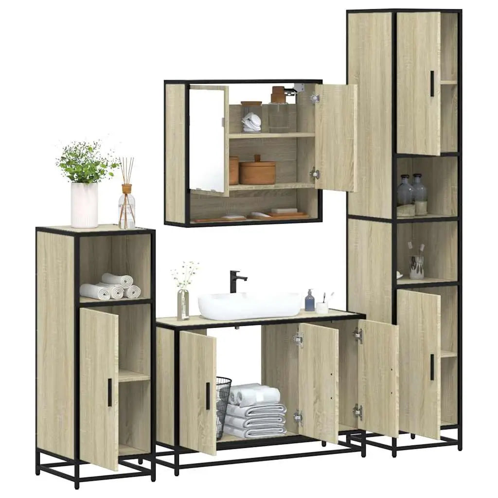 Ensemble de meubles de salle de bain 4 pcs chêne sonoma - XIOS