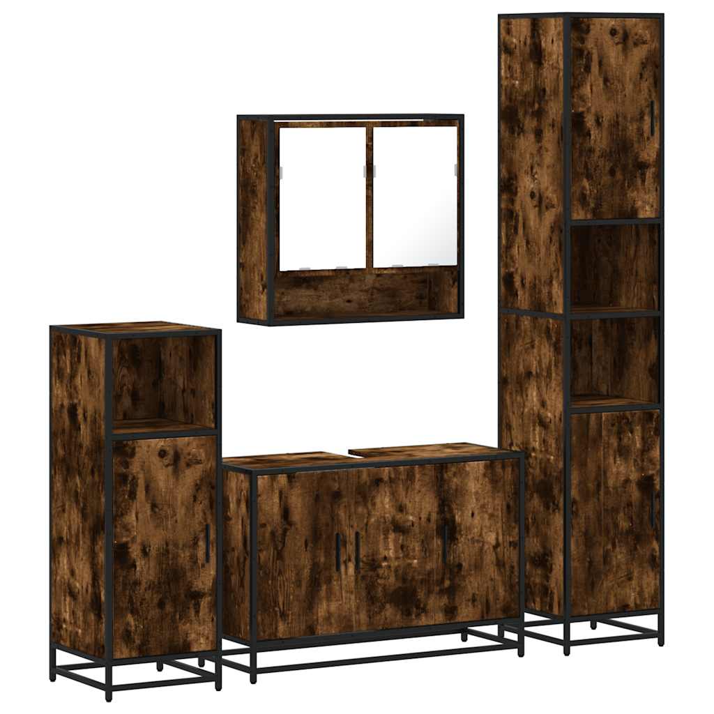 Ensemble meubles salle de bain 4 pcs chêne fumé bois ingénierie