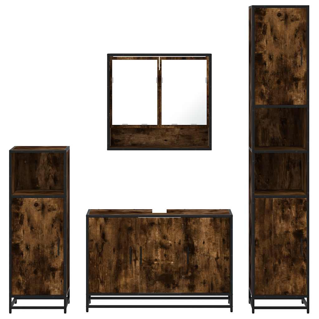 Ensemble meubles salle de bain 4 pcs chêne fumé bois ingénierie