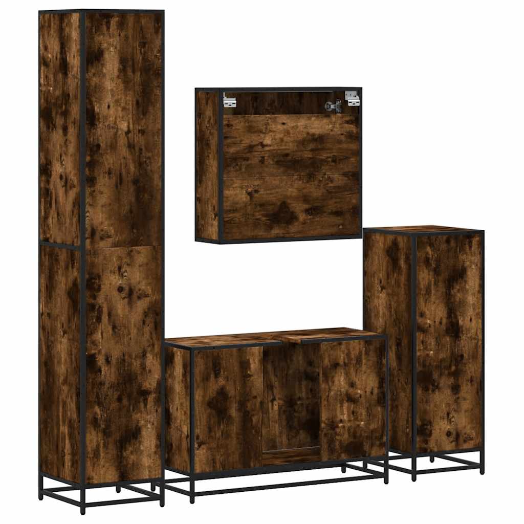 Ensemble meubles salle de bain 4 pcs chêne fumé bois ingénierie