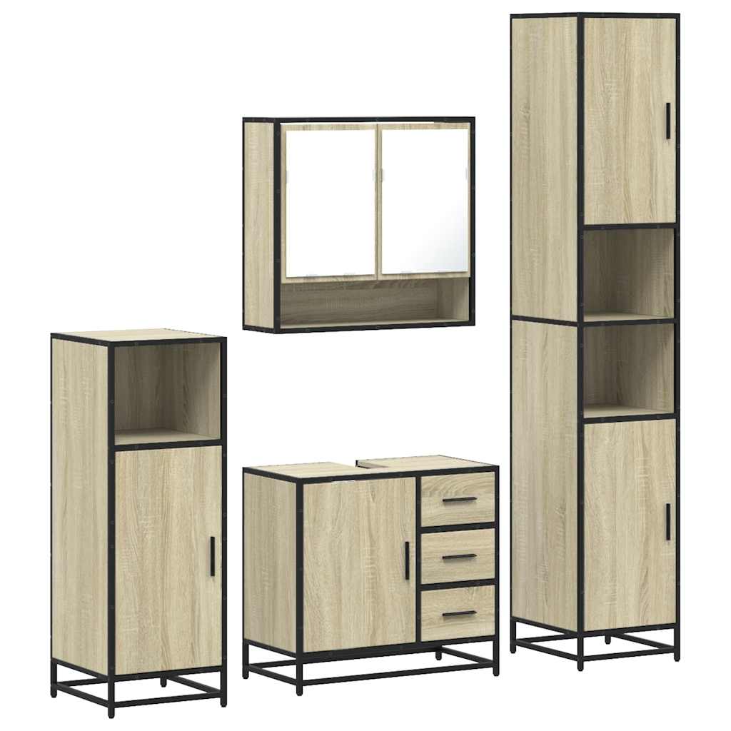 Ensemble de meubles de salle de bain 4 pcs chêne sonoma