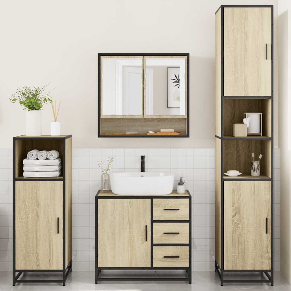 Ensemble de meubles de salle de bain 4 pcs chêne sonoma