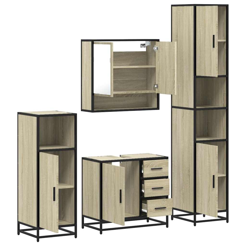 Ensemble de meubles de salle de bain 4 pcs chêne sonoma