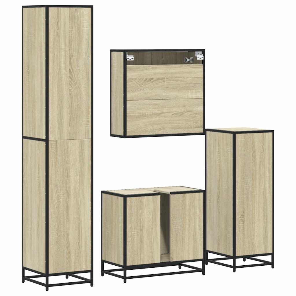 Ensemble de meubles de salle de bain 4 pcs chêne sonoma