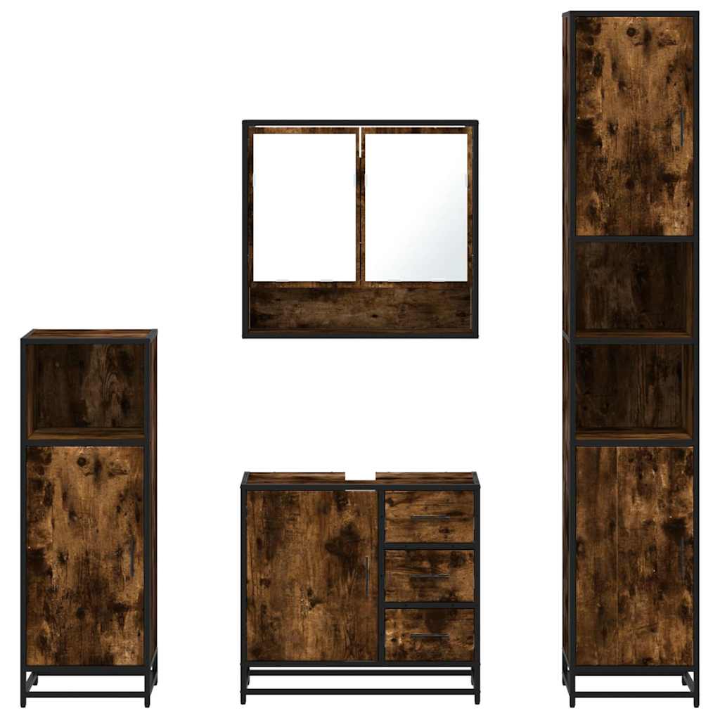 Ensemble meubles salle de bain 4 pcs chêne fumé bois ingénierie