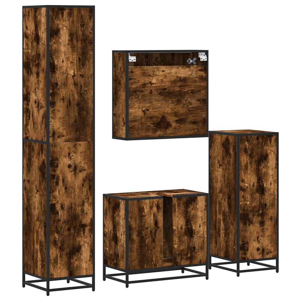 Ensemble meubles salle de bain 4 pcs chêne fumé bois ingénierie