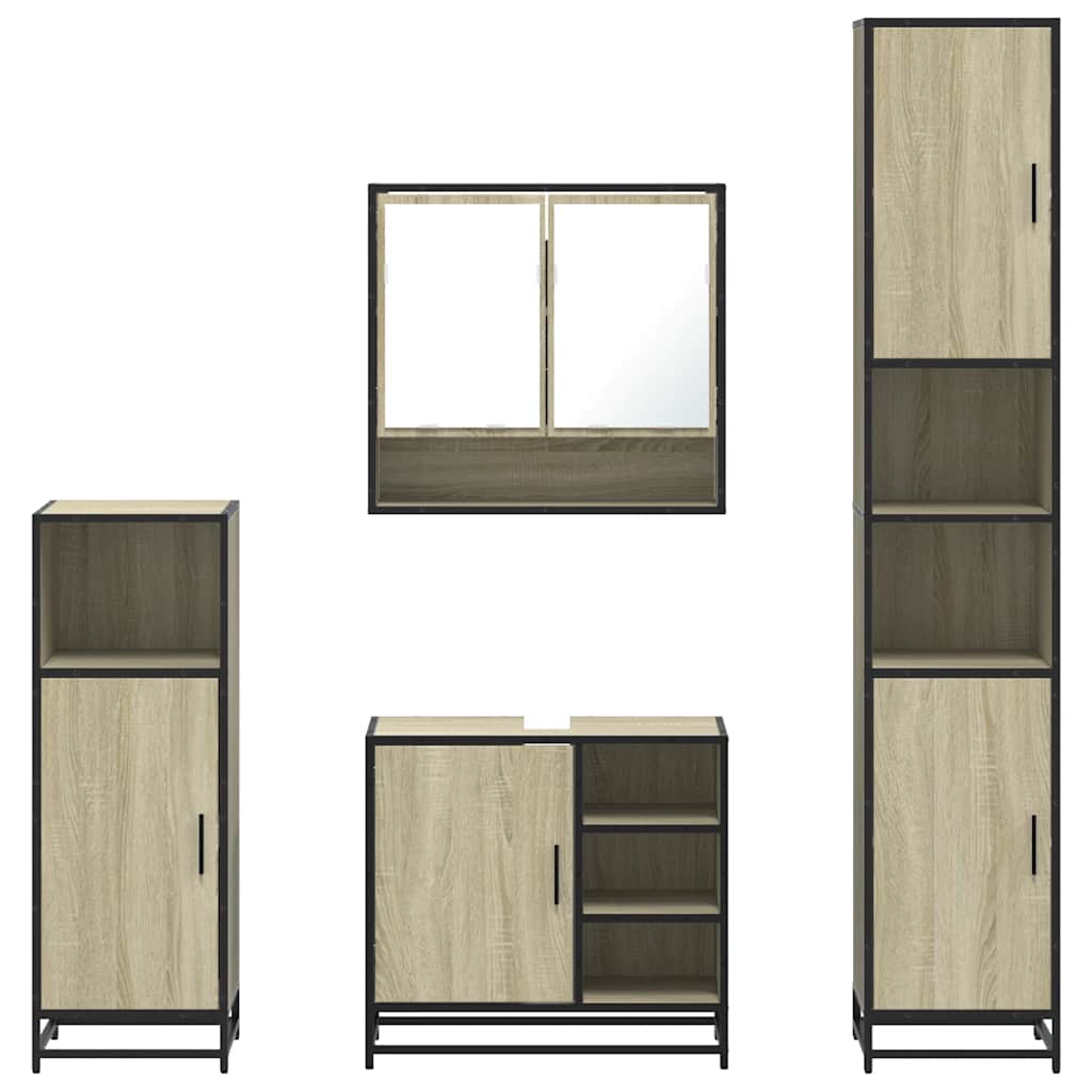 Ensemble de meubles de salle de bain 4 pcs chêne sonoma