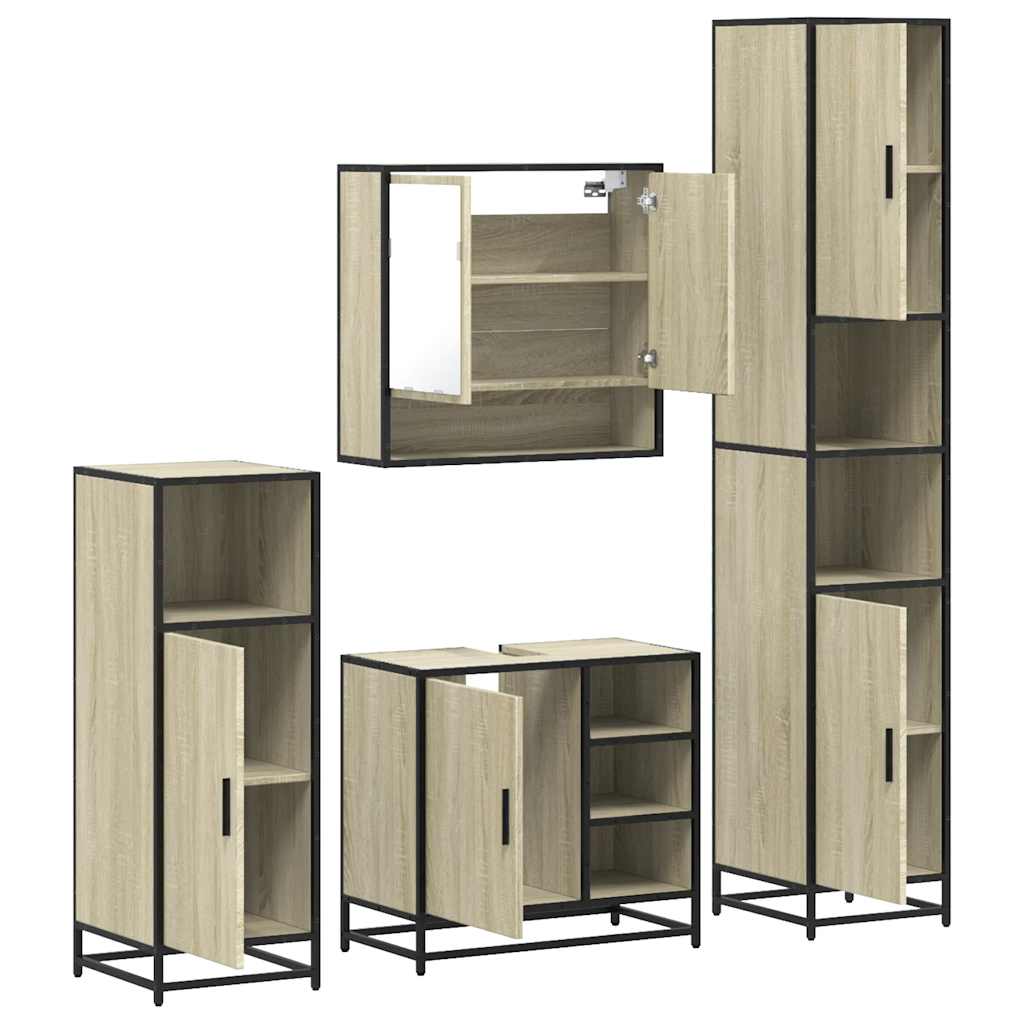 Ensemble de meubles de salle de bain 4 pcs chêne sonoma