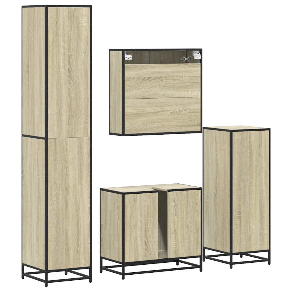Ensemble de meubles de salle de bain 4 pcs chêne sonoma