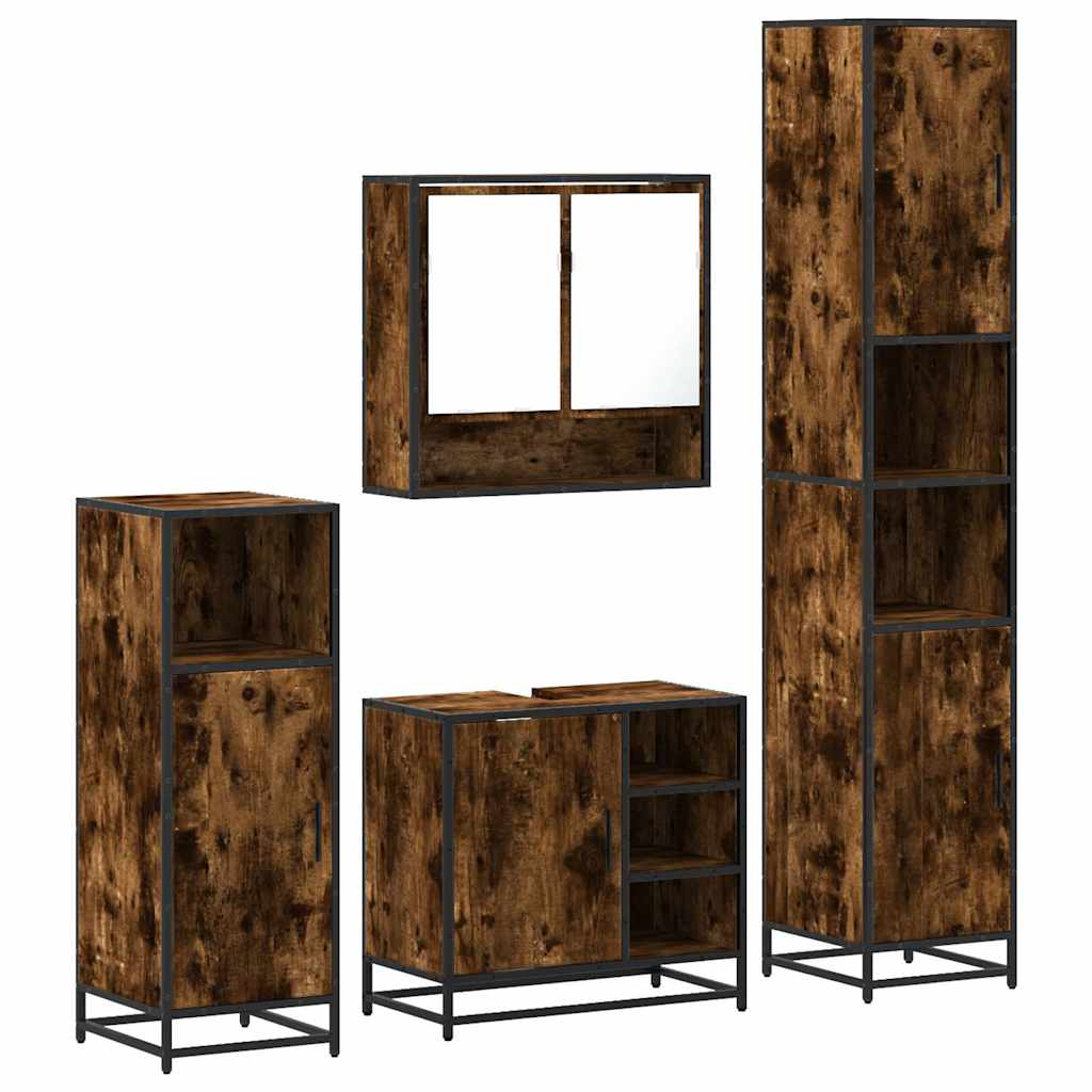 Ensemble meubles salle de bain 4 pcs chêne fumé bois ingénierie