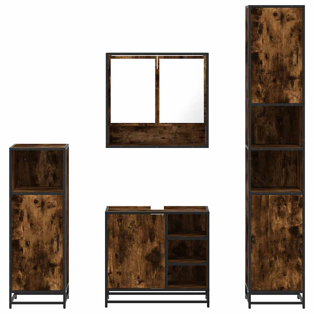 Ensemble meubles salle de bain 4 pcs chêne fumé bois ingénierie