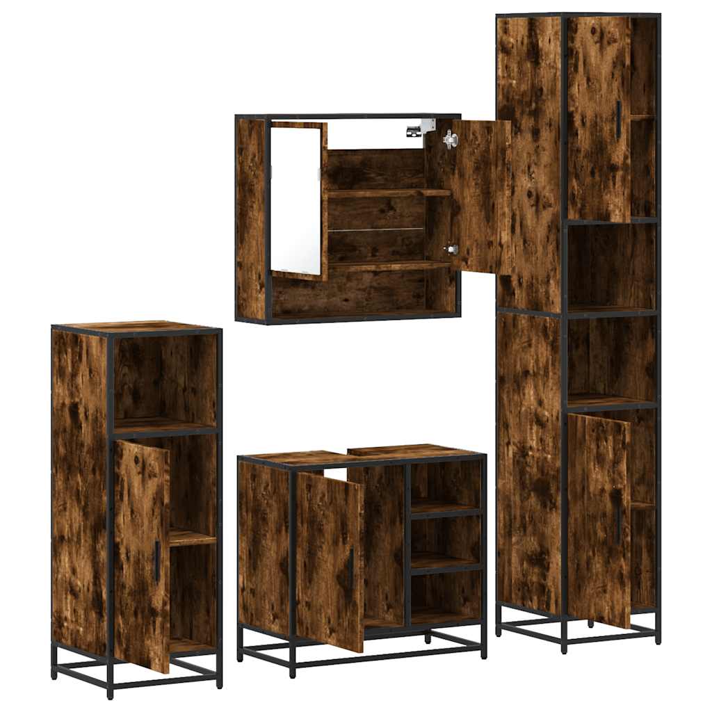 Ensemble meubles salle de bain 4 pcs chêne fumé bois ingénierie