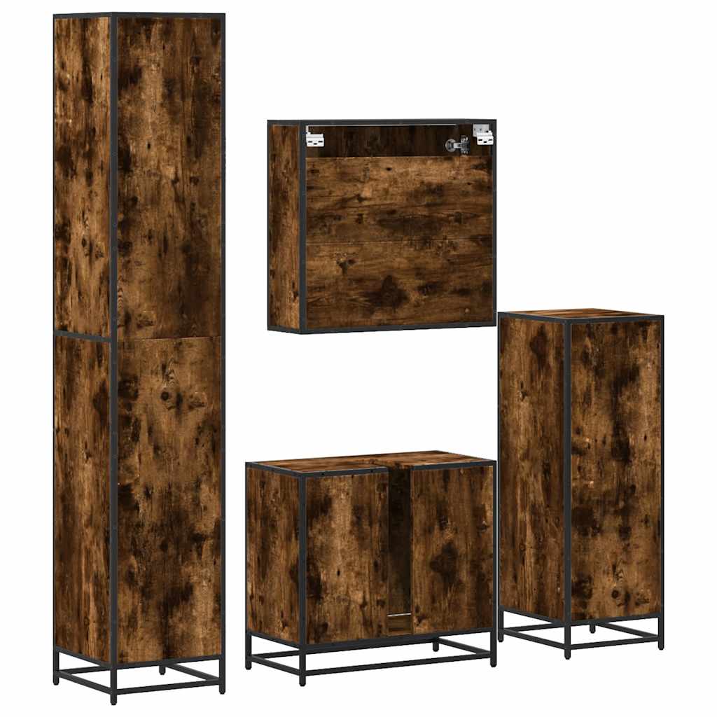Ensemble meubles salle de bain 4 pcs chêne fumé bois ingénierie