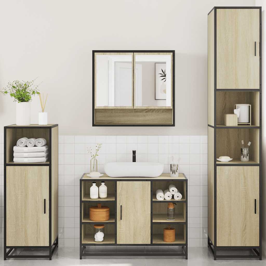 Ensemble de meubles de salle de bain 4 pcs chêne sonoma