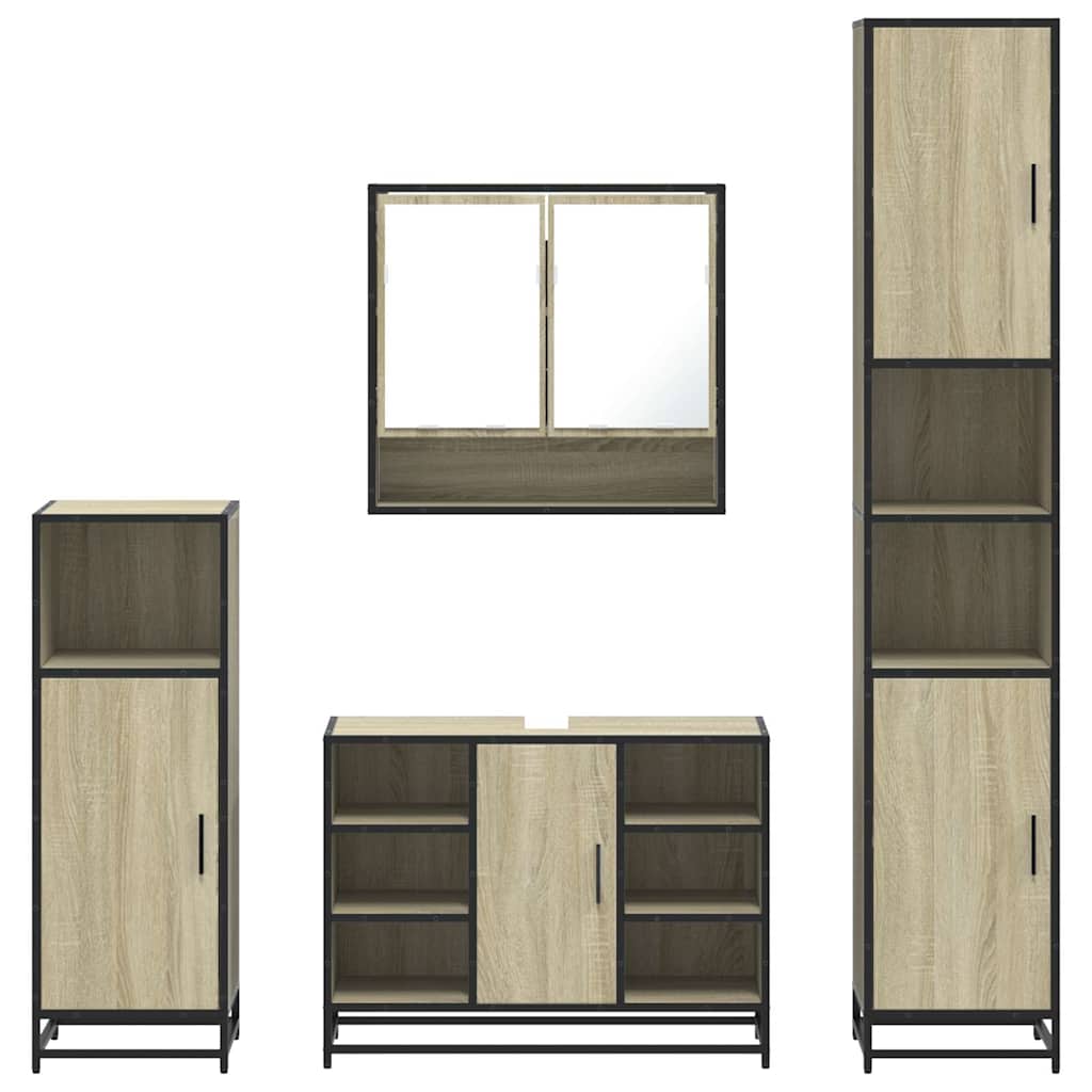 Ensemble de meubles de salle de bain 4 pcs chêne sonoma