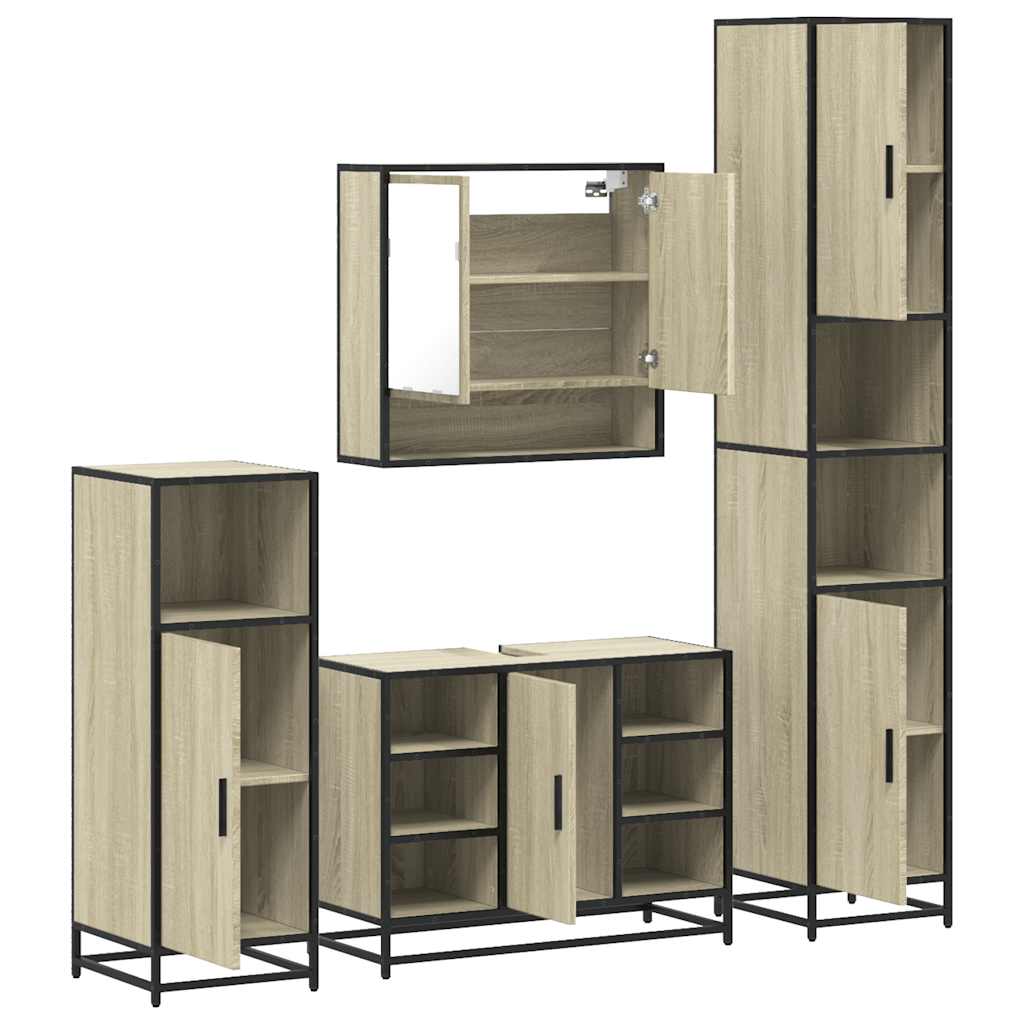 Ensemble de meubles de salle de bain 4 pcs chêne sonoma