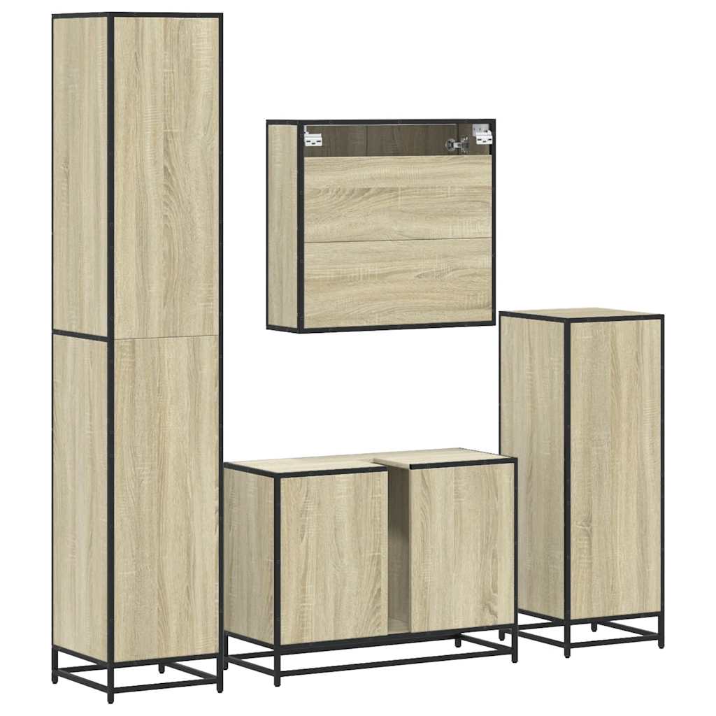 Ensemble de meubles de salle de bain 4 pcs chêne sonoma
