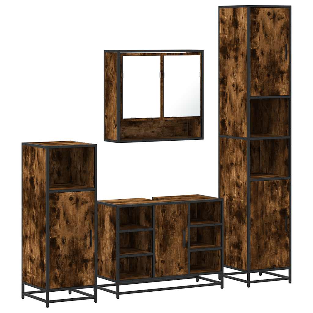 Ensemble meubles salle de bain 4 pcs chêne fumé bois ingénierie