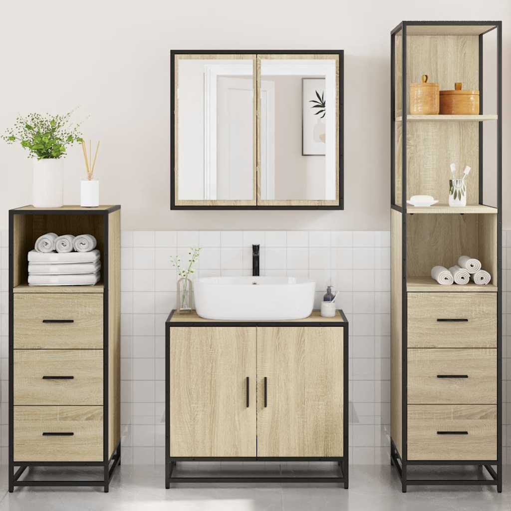 Ensemble de meubles de salle de bain 4 pcs chêne sonoma
