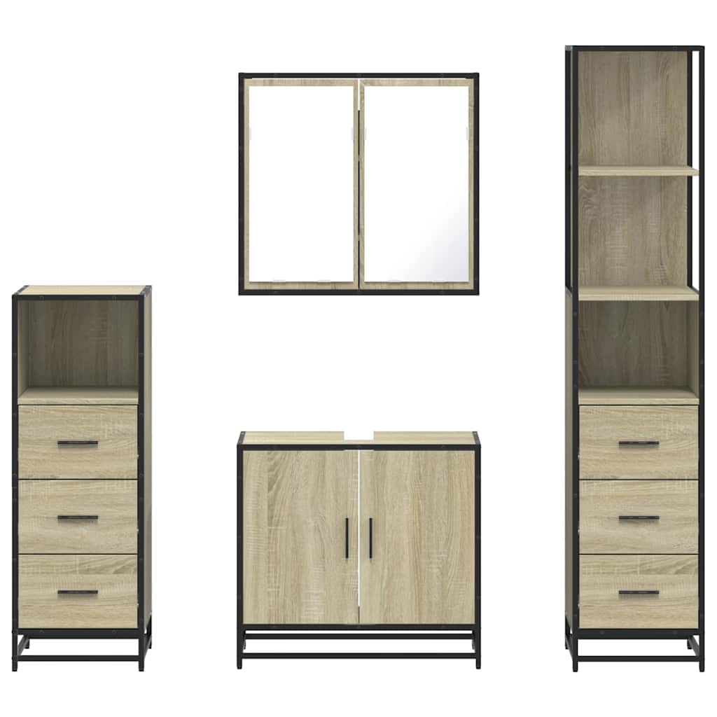Ensemble de meubles de salle de bain 4 pcs chêne sonoma