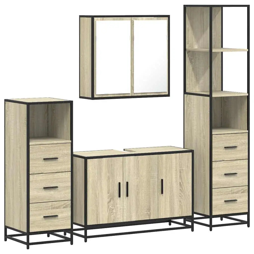 Ensemble de meubles de salle de bain 4 pcs chêne sonoma - XIOS