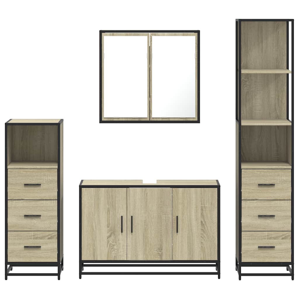 Ensemble de meubles de salle de bain 4 pcs chêne sonoma