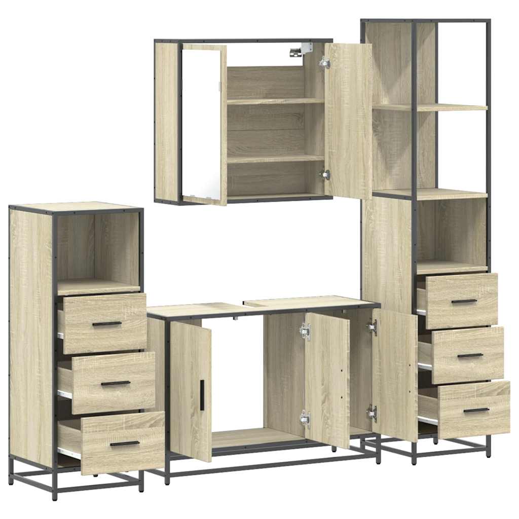 Ensemble de meubles de salle de bain 4 pcs chêne sonoma