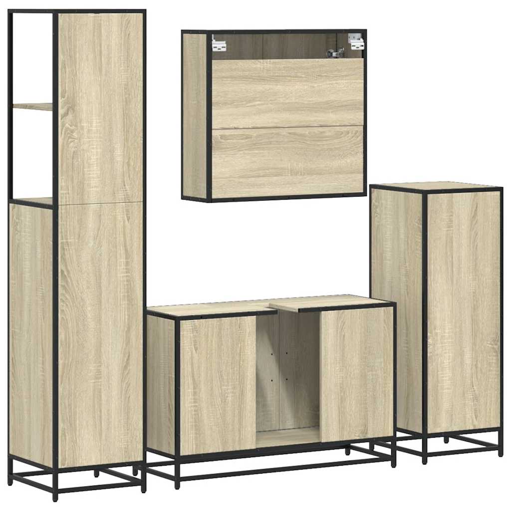 Ensemble de meubles de salle de bain 4 pcs chêne sonoma