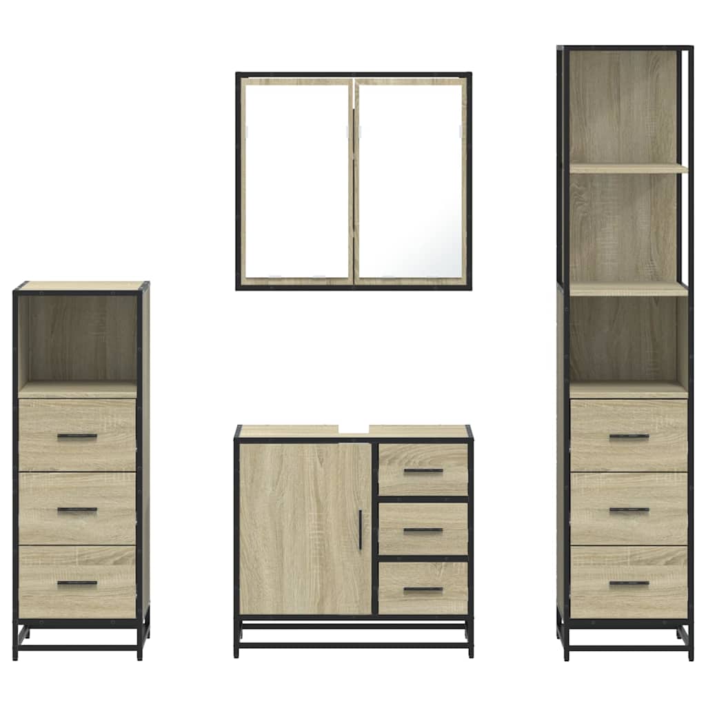 Ensemble de meubles de salle de bain 4 pcs chêne sonoma