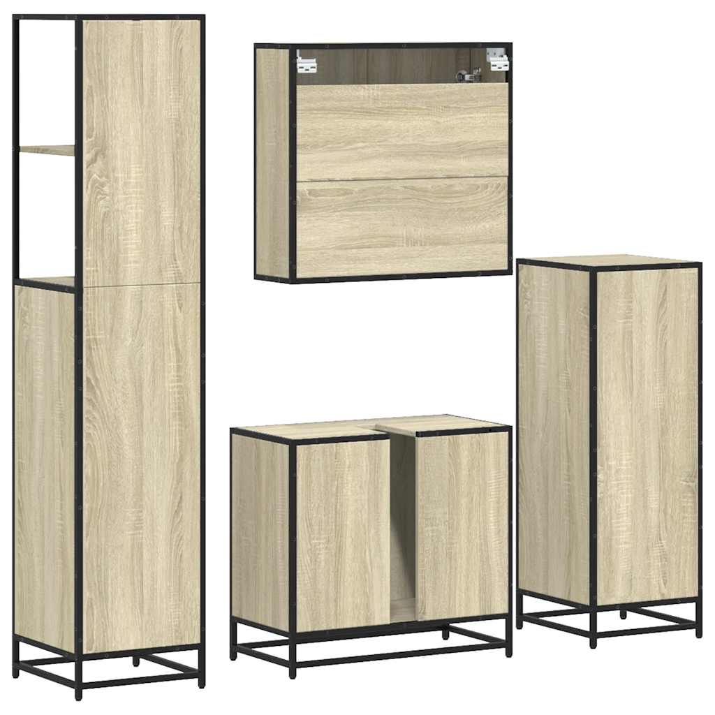 Ensemble de meubles de salle de bain 4 pcs chêne sonoma