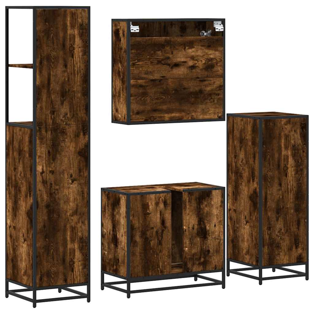 Ensemble meubles salle de bain 4 pcs chêne fumé bois ingénierie