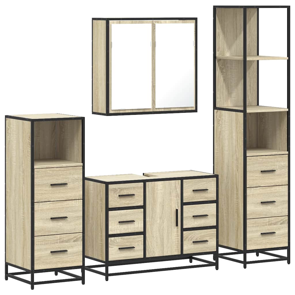Ensemble de meubles de salle de bain 4 pcs chêne sonoma