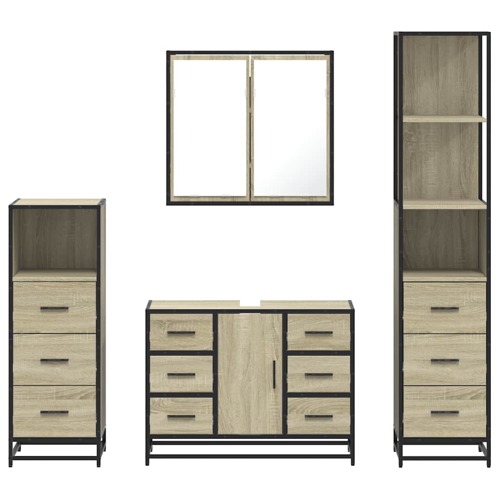 Ensemble de meubles de salle de bain 4 pcs chêne sonoma